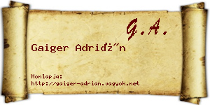 Gaiger Adrián névjegykártya